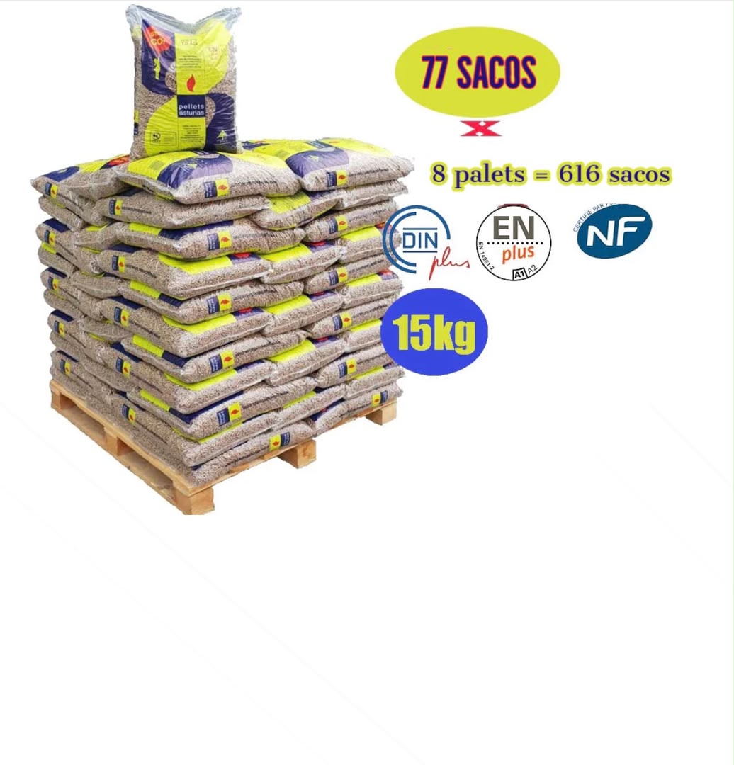 Pellets asturias – 8 Palets de 616 Sacos de 15kg