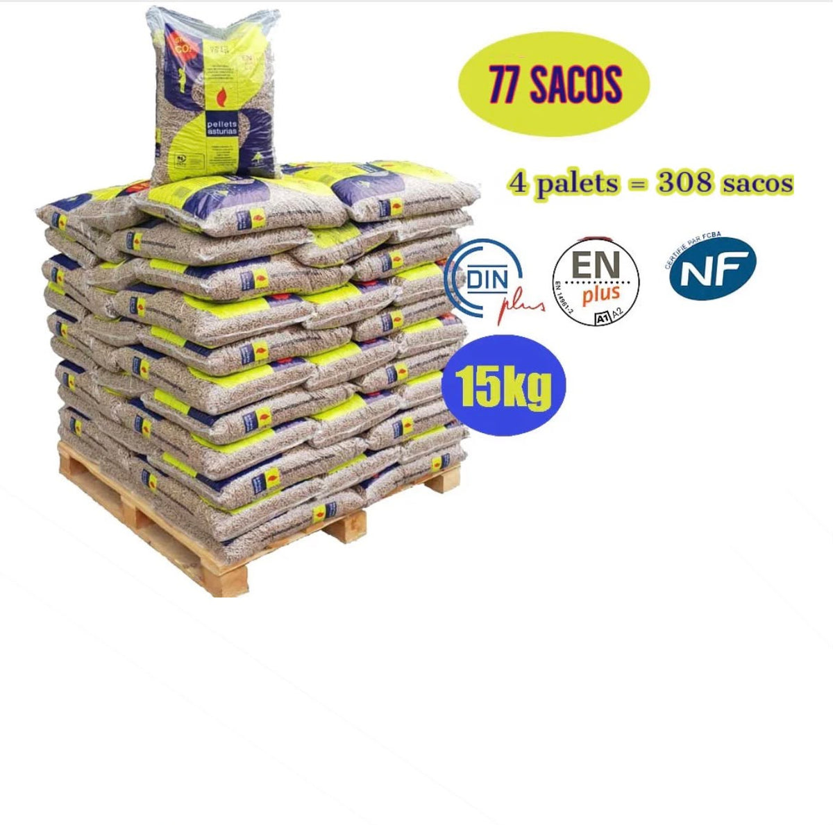 Pellets asturias – 4 Palets de 308 Sacos de 15kg